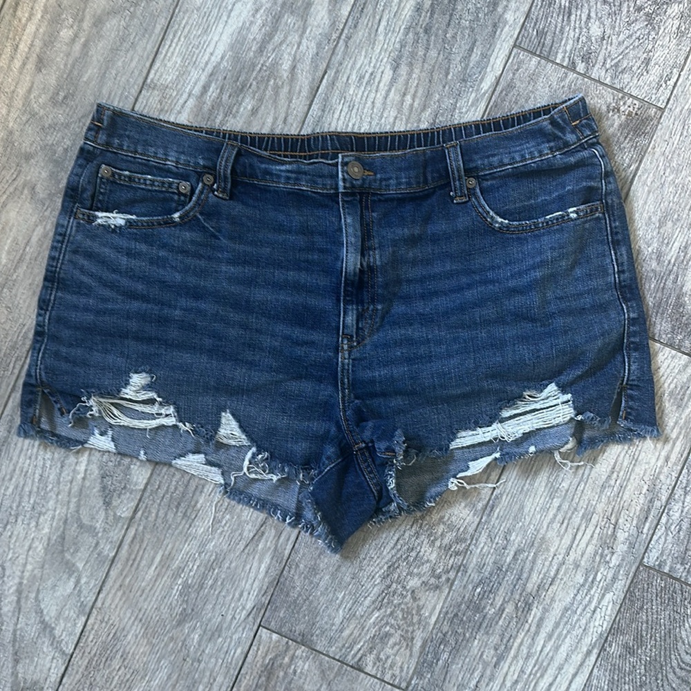 Aerie Daydream Frayed Denim Shorts - Dark Denim